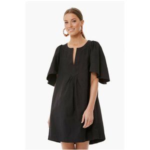 Pomander Place Tuckernuck Women's Black Finley Flutter Sleeve Dress Linen Size M
